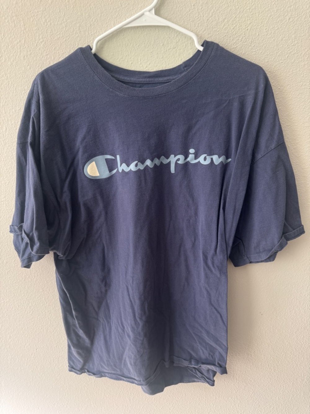 Champion Navy Tee with Light Blue Logo